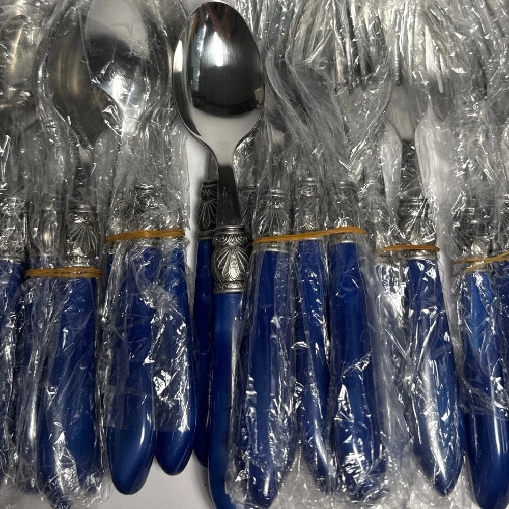 Argent Orfèvres Flatware Set 20pc Blue Silver New 18/8 Stainless Steel Service 4
